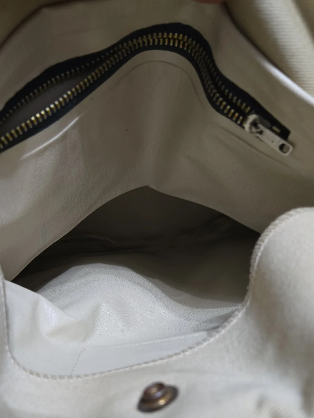 Levi's beige cotton canvas tote W/ brown leather trim & structural top handles